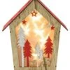 Chaks 10006, Maison Lumineuse Noël Bois Naturel/rouge Avec Leds 24cm -Xmas Deco Shop 10006 2