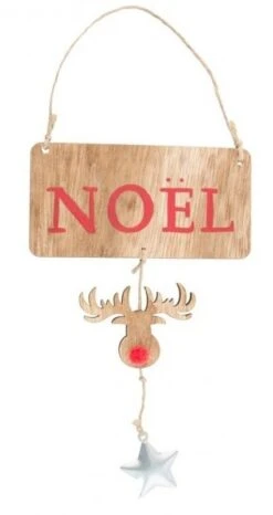 Chaks 10014, Panneau NOËL Renne En Bois à Suspendre 19cm