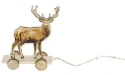 Chaks 10029, Déco Noël Renne Sur Socle Bois Avec Roues Rondins 11cm