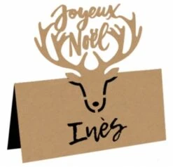 Chaks 10180, Sachet 6 Marque-places Cerf Joyeux Noël, En Carton Kraft