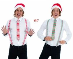 Chaks 10689, Kit Noël Avec Bretelles, Bonnet Et Cravate Colorés (x1)