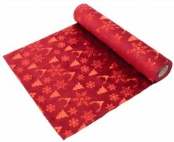 Chaks 11472-02, Chemin De Table Velours Icônes Noël Rouge/Rouge Métal