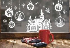 P'TIT Clown Re22886, Stickers De Noël Blancs Bonhomme De Neige Ou église