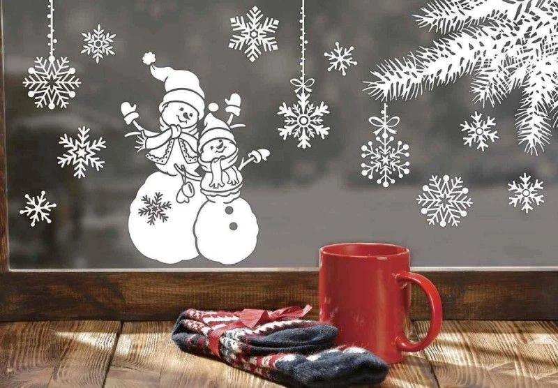 P'TIT Clown Re22886, Stickers De Noël Blancs Bonhomme De Neige Ou église 4 P'TIT Clown Re22886, Stickers De Noël Blancs Bonhomme De Neige Ou église – Image 2