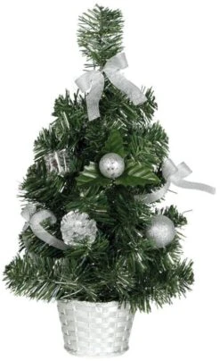Petit Sapin De Noël Artificiel 43175 Avec Décorations Argentées, 30 Cm