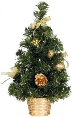 Petit Sapin De Noël Artificiel 43177 Avec Décorations Dorées, 30 Cm