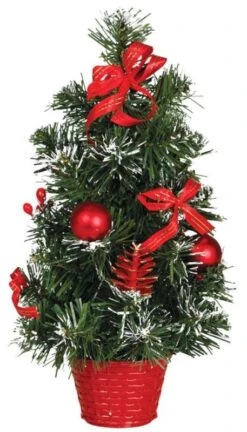 Petit Sapin De Noël Artificiel Enneigé 43179 Avec Décos Rouges, 40 Cm
