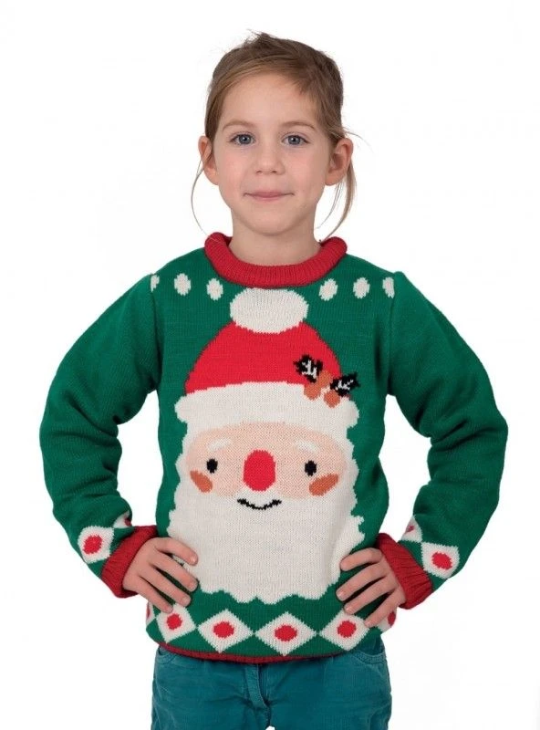 P'TIT Clown Re48137, Pull De Noël Enfant Vert Tête De Père Noël, Taille 7/9 Ans 3 P'TIT Clown Re48137, Pull De Noël Enfant Vert Tête De Père Noël, Taille 7/9 Ans