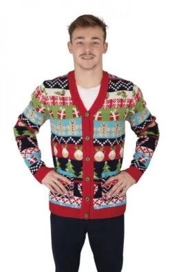 P'TIT Clown Re48160, Gilet De Noël Multicolore Adulte Taille L