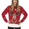 P'TIT Clown Re48192, Pull De Noël Femme Rouge Avec Tête De Renne, Taille L -Xmas Deco Shop 48190 016963600 1231 11022020 1 1 2