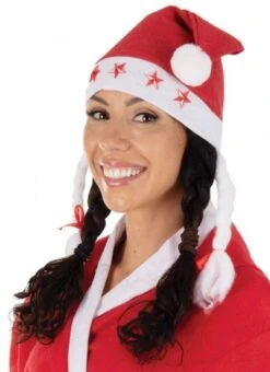 P'TIT Clown Re61045 - Bonnet De Mère Noël Lumineux étoiles Rouges