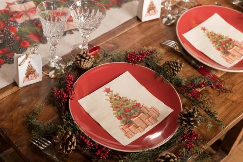 SANTEX 8282-7, Sachet De 20 Serviettes Noël Cadeaux, Rouge 4 SANTEX 8282-7, Sachet De 20 Serviettes Noël Cadeaux, Rouge – Image 2