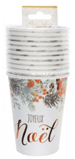 SANTEX 7447-19, Lot De 10 Gobelets Guirlande De Noël, Blanc Et Cuivre -Xmas Deco Shop 7447 uvc