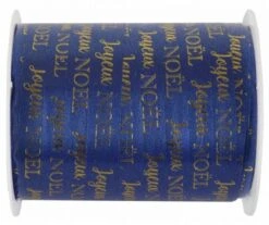 SANTEX 7766-37-10, Bolduc Joyeux Noël 10mm X 25m MARINE/or