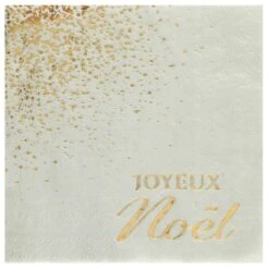 SANTEX 8115-103, Sachet De 10 Serviettes Joyeux Noël Scintillant 33x33cm, Sauge
