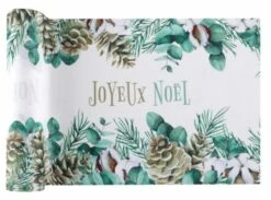 SANTEX 8131-10-30, Chemin De Table Noël Coton 3m, Blanc/vert