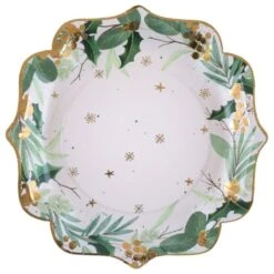 SANTEX 8193-3, Paquet De 10 Assiettes Noël Tradi 21cm, Blanc/or