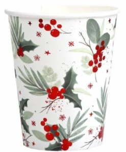 SANTEX 8194-7, Lot De 10 Gobelets Noël Tradi 25cl, Blanc/rouge