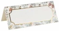 SANTEX 8224-3, Sachet De 10 Marque-places Poinsettia Noël, Blanc/or