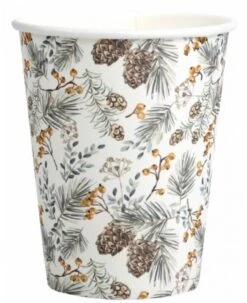 SANTEX 8232-37, Lot De 10 Gobelets Poinsettia Noël 25cl, Blanc/or