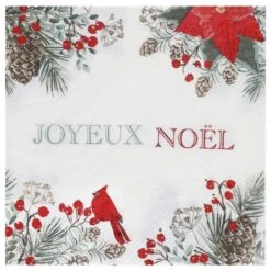 SANTEX 8233-7, Sachet De 10 Serviettes Poinsettia Noël 33x33cm, Blanc/rouge