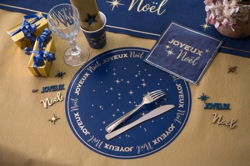 SANTEX 8098-37, Lot De 6 Sets De Table Joyeux Noël Chic Ronds 34cm, Marine 4 SANTEX 8098-37, Lot De 6 Sets De Table Joyeux Noël Chic Ronds 34cm, Marine – Image 2