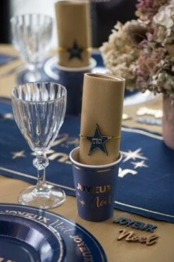 SANTEX 8107-37, Lot De 10 Gobelets Joyeux Noël Chic 25cl, Marine -Xmas Deco Shop 85 8107