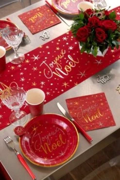 Sachet De 20 Serviettes Joyeux Noël étoilé, Rouges -Xmas Deco Shop 89 7455