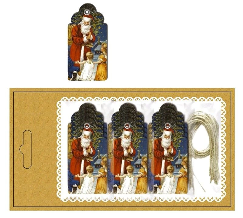 Chaks 90491, Carte 12 étiquettes Oeillets Et Liens, Père Noël Avec Enfants 2 Chaks 90491, Carte 12 étiquettes Oeillets Et Liens, Père Noël Avec Enfants