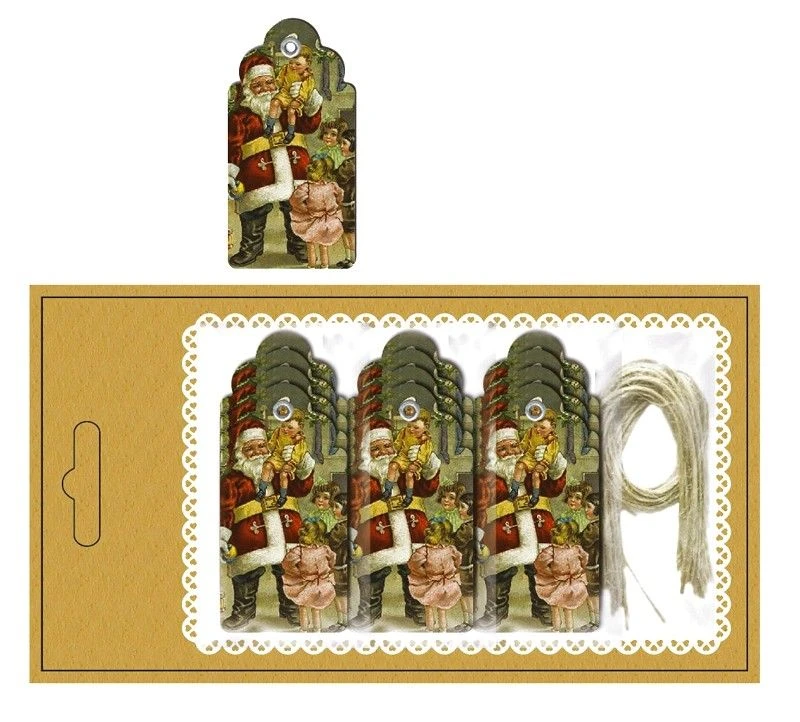 Chaks 90493, Carte 12 étiquettes Oeillets Et Liens, Père Noël Et Famille 3 Chaks 90493, Carte 12 étiquettes Oeillets Et Liens, Père Noël Et Famille