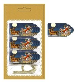 Chaks 90494, Carte 12 étiquettes Oeillets Et Liens, Père Noël En Traineau