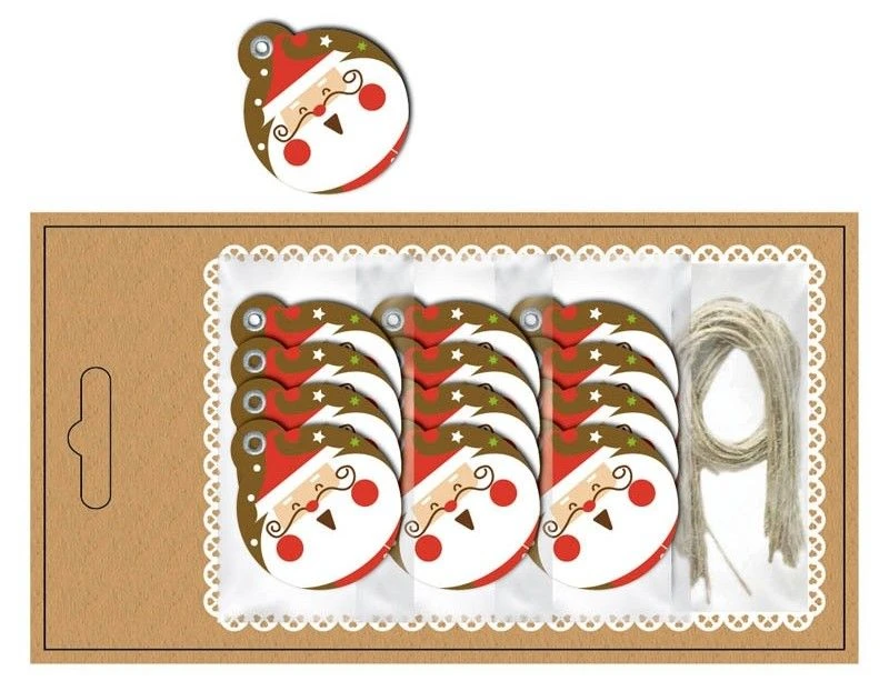 Chaks 90508, Carte 12 étiquettes Oeillets Et Liens, Avec Tête Père Noël Rieur 4 Chaks 90508, Carte 12 étiquettes Oeillets Et Liens, Avec Tête Père Noël Rieur – Image 2