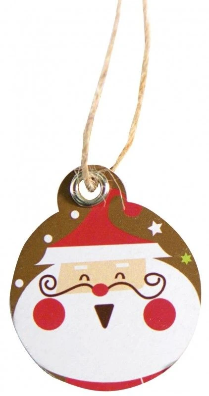 Chaks 90508, Carte 12 étiquettes Oeillets Et Liens, Avec Tête Père Noël Rieur 3 Chaks 90508, Carte 12 étiquettes Oeillets Et Liens, Avec Tête Père Noël Rieur