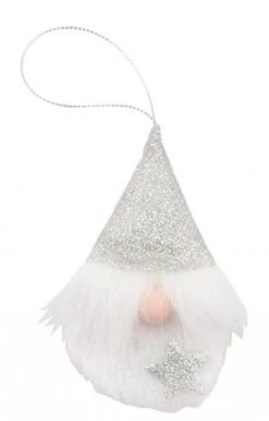 Chaks 90823-80, Père Noël Bonnet Paillettes à Suspendre 10cm, Argent