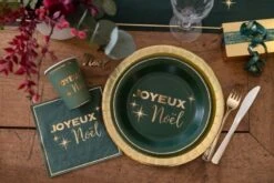 SANTEX 8106-27, Paquet De 10 Assiettes Joyeux Noël Chic, 22,5cm Vert Sapin -Xmas Deco Shop 90 8106