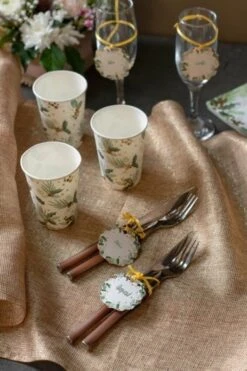 SANTEX 8194-3, Lot De 10 Gobelets Noël Tradi 25cl, Blanc/or -Xmas Deco Shop 90 8194