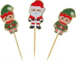 Party Pro 913509, Sachet De 10 Pics à Cocktail Père Noël Et Lutin