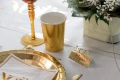 SANTEX 7809-3, Sachet De 4 Marque-places Rectangles NOËL, Or -Xmas Deco Shop 91 7809