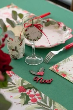 SANTEX 8188-7, Sachet De 10 Marque-places Noël Tradi Avec Lacet, Blanc/rouge -Xmas Deco Shop 92 8188