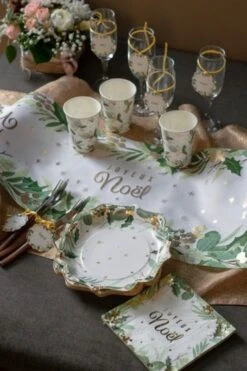 SANTEX 8194-3, Lot De 10 Gobelets Noël Tradi 25cl, Blanc/or -Xmas Deco Shop 92 8194