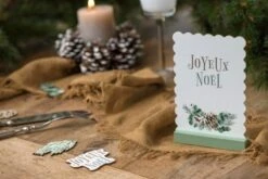 SANTEX 8137-10, Centre De Table Joyeux Noël Coton En Bois, Blanc/vert -Xmas Deco Shop 94 8137