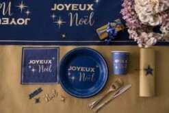SANTEX 8106-37, Paquet De 10 Assiettes Joyeux Noël Chic, 22,5cm Marine -Xmas Deco Shop 96 8106 1