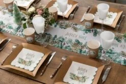 SANTEX 8131-10-30, Chemin De Table Noël Coton 3m, Blanc/vert -Xmas Deco Shop 96 8131