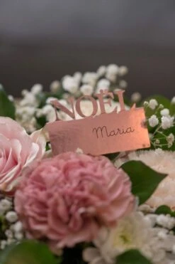 SANTEX 7809-20, Sachet De 4 Marque-places Rectangles NOËL, Rose Gold -Xmas Deco Shop 97 7809