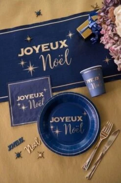 SANTEX 8107-37, Lot De 10 Gobelets Joyeux Noël Chic 25cl, Marine -Xmas Deco Shop 97 8106 3