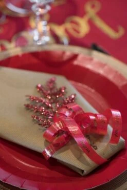 SANTEX 7766-7-10, Bolduc Joyeux Noël 10mm X 25 M Rouge -Xmas Deco Shop 98 7766