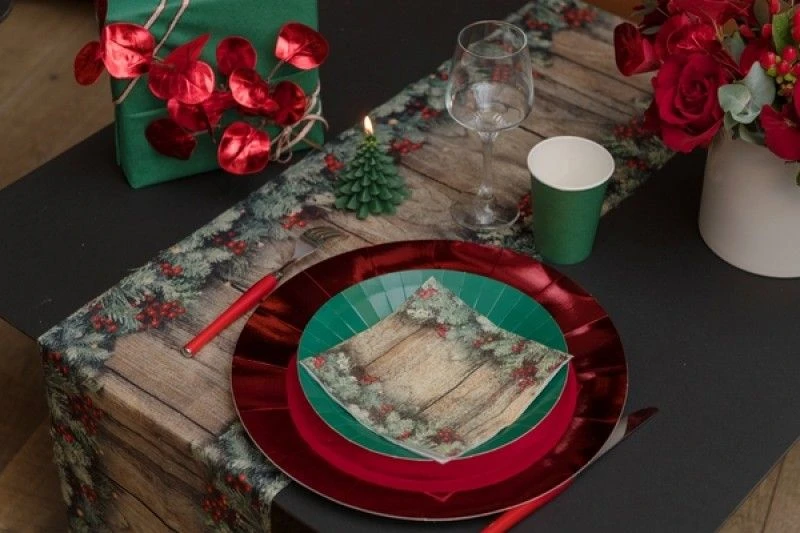 SANTEX 8288-26, Sachet De 10 Serviettes Noël Sapin Et Baies 33x33cm 4 SANTEX 8288-26, Sachet De 10 Serviettes Noël Sapin Et Baies 33x33cm – Image 2