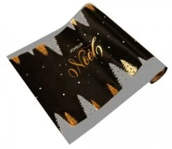 DESTOCKAGE, Chemin De Table Joyeux Noël Peau De Pêche, Noir/gris/Or