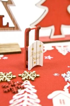 Marque-place Luge Noël En Bois 6cm -Xmas Deco Shop dek0227mes