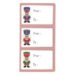 Party Pro 913501CN, Sachet De 12 étiquettes Cadeau De Noël Adhésives Motif Casse Noisette